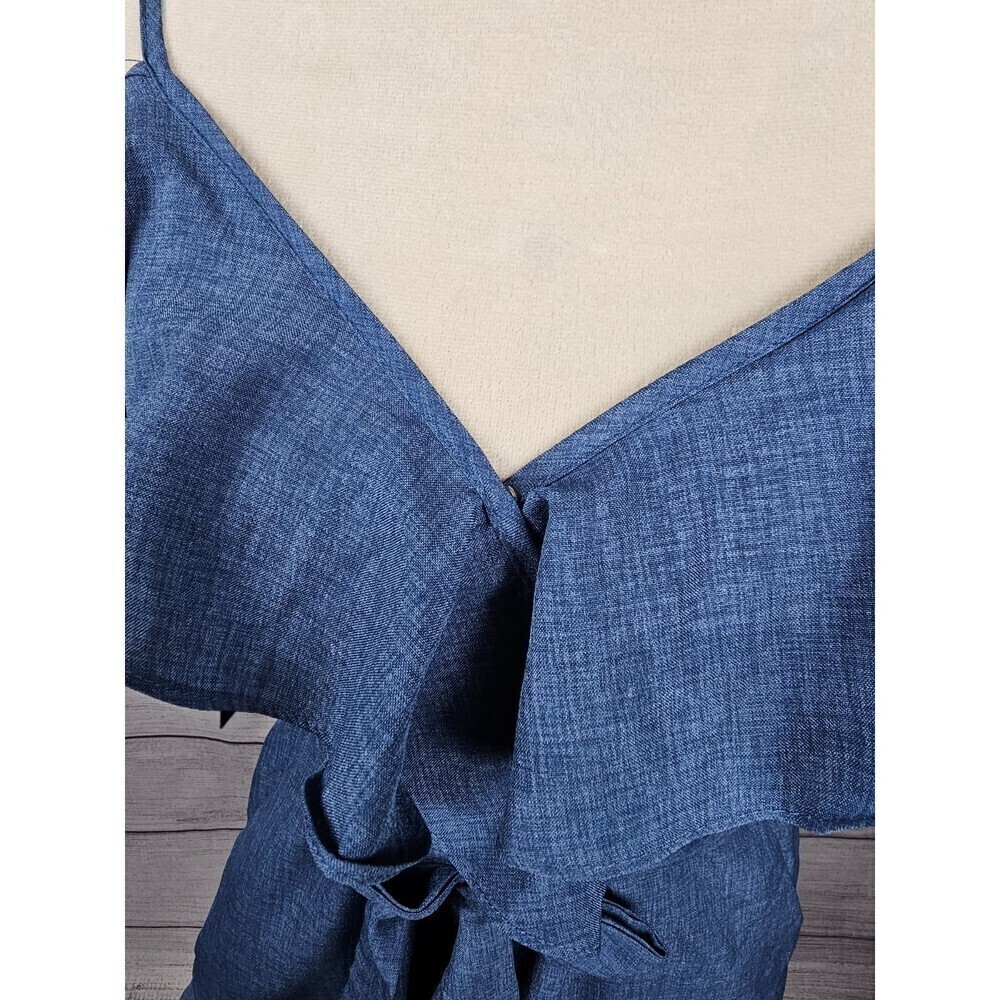 Sunset+Spring Ruffle Off the Shoulder Romper Blue Size Medium - Picture 6 of 8
